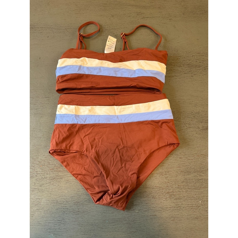 NEW brown  L SPACE two piece swimsuit bikini size small